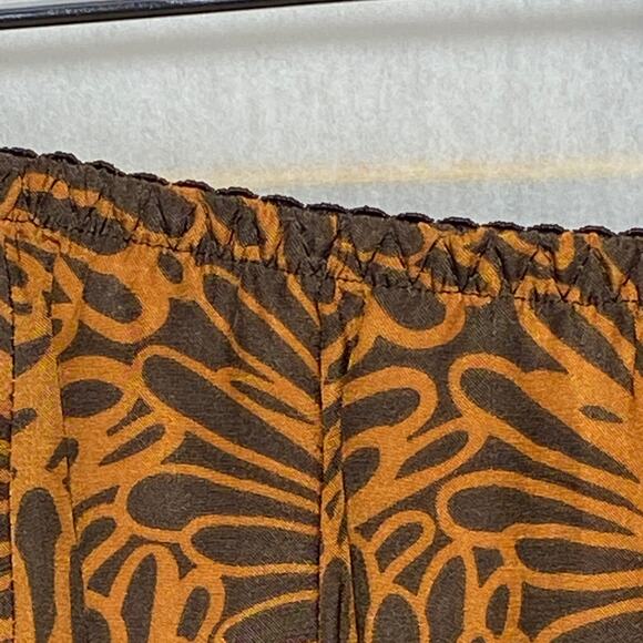 J. Jill Silk Leaf Print Box Pleat Flowy Midi Skirt Brown Orange Women 8 NWT - Picture 6 of 9